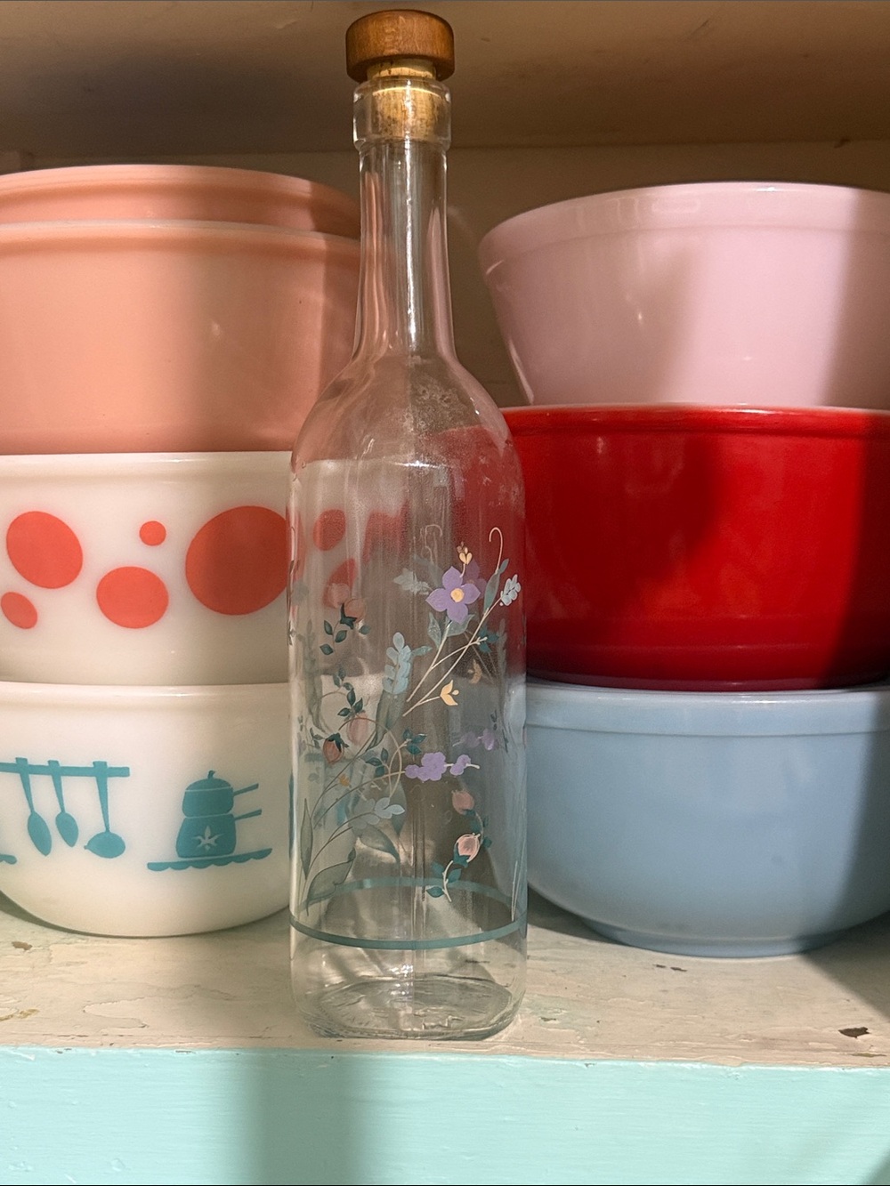 vintage Pfaltzgraff April Glassware wine Bottle and Stopper 1993